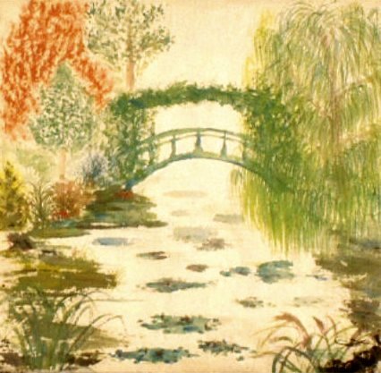 a la chinese painting of Monet footbridge