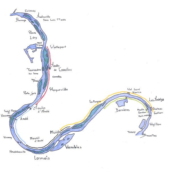 carte des randonnées fluviales sur la Seine