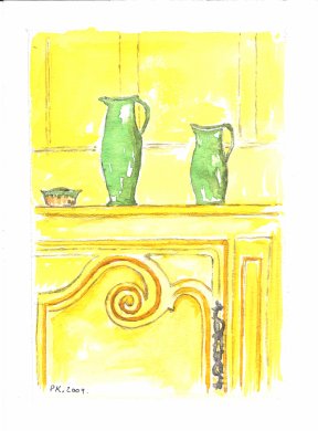 Détail du buffet, Aquarelle Patricia Rynski d'Argence