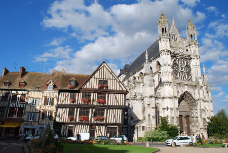 Historical district of Vernon, collegiate church Notre-Dame and old houses